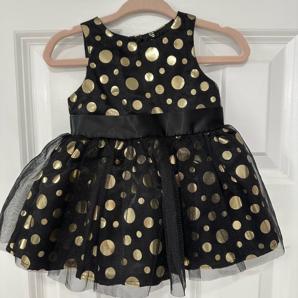 Adorable Black and Gold Party Dress Size 0-3 months
